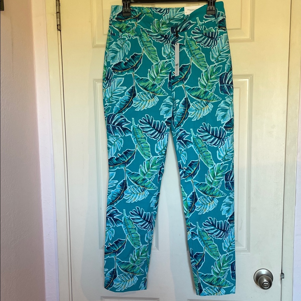 Tommy Bahama Teal and Green Leaf Print Pants